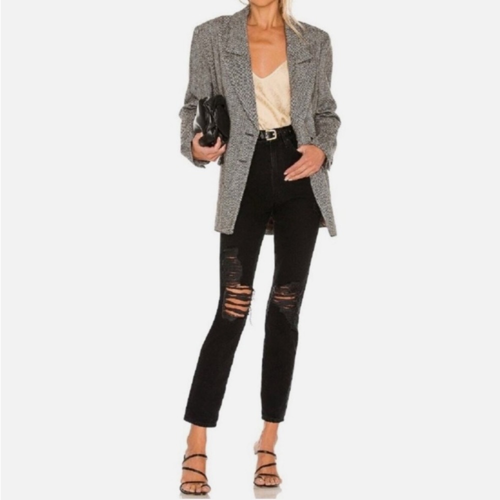 SLVRLAKE Black Distressed High-Rise Slim Jeans